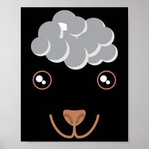 Poster Drôle mignon animal visage mouton costume Hallowee