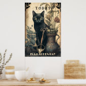 Poster Drôle mignon chat noir dans le jardin (Cuisine)