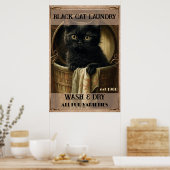 Poster Drôle mignon Linge de chat noir (Cuisine)