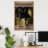 Poster Drôle mignon Linge de chat noir (Bureau à domicile)