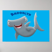 Poster Drôle mignon requin marteau dessin animé (Devant)