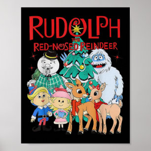 Poster Drôle Mignon Rudolph Le Renne au Nez Rouge Noël