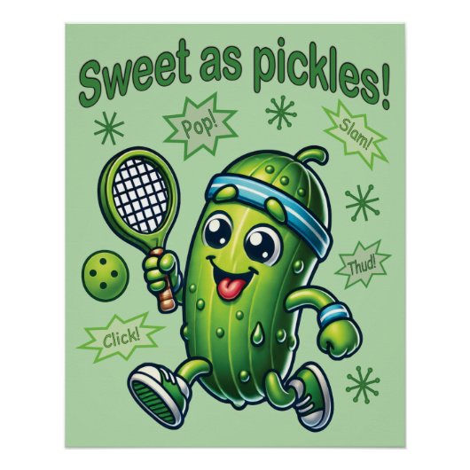 Poster Drôle mignon sucré comme chatons Pickleball (Devant)