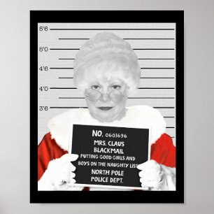 Poster Drôle Mme Claus Mugshot Arrêtée Sur Christ
