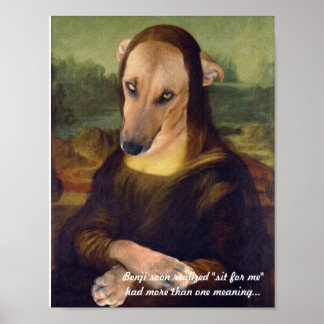 Poster Drôle Mona Lisa Chien chiot