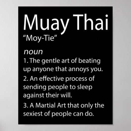 Poster Drôle Muay Thai Et Thai Boxe - Muay Thai Defini (Devant)