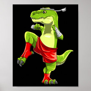 Poster Drôle Muay Thai T-rex - Boxe Thaïlandaise 