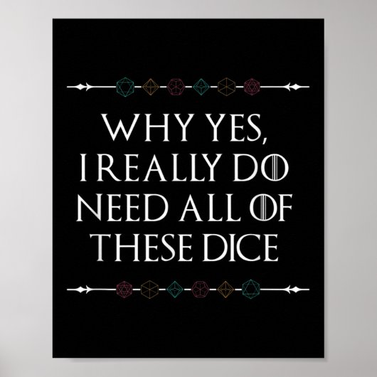 Poster Drôle Nerdy Jeu D20 Rpg Dice Dire Graphique de dev (Devant)