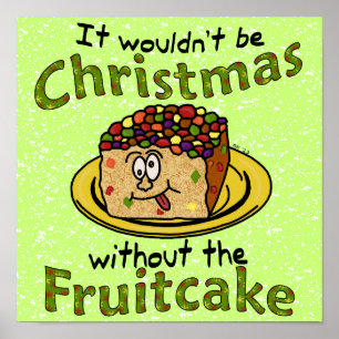 Poster Drôle Noël Cartoon Fruitcake