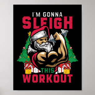 Poster Drôle Noël Père Noël Gym Je vais Dormir Ce Deux