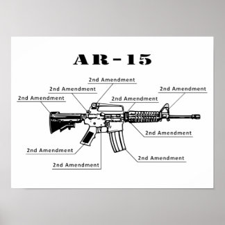 Poster drôle noir et blanc AR-15