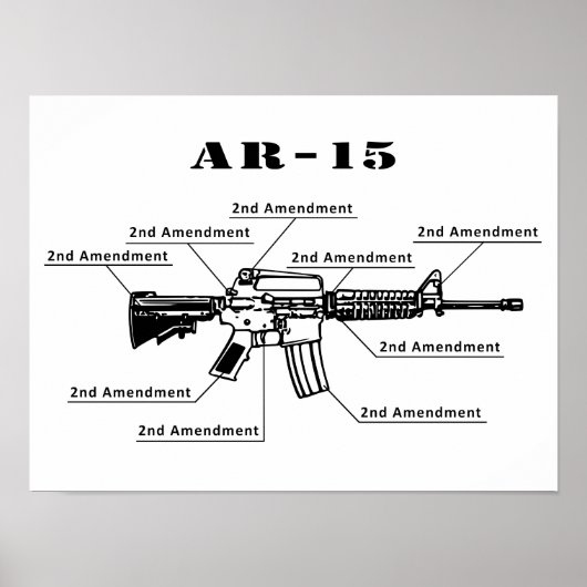 Poster drôle noir et blanc AR-15 (Devant)