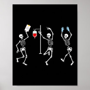 Poster Drôle Nourriture Squelette Halloween Squelette Cos