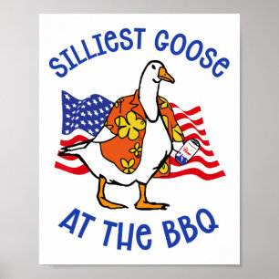 Poster Drôle Oie Silly À L'Oie Animale Barbecue 4E De J