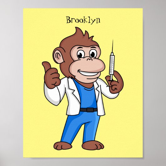 Poster Drôle orangoutan dessinateur docteur (Devant)