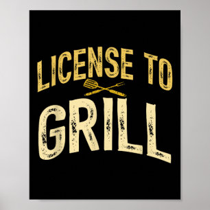Poster Drôle Papa Aime Le Barbecue Permis De Griller La V