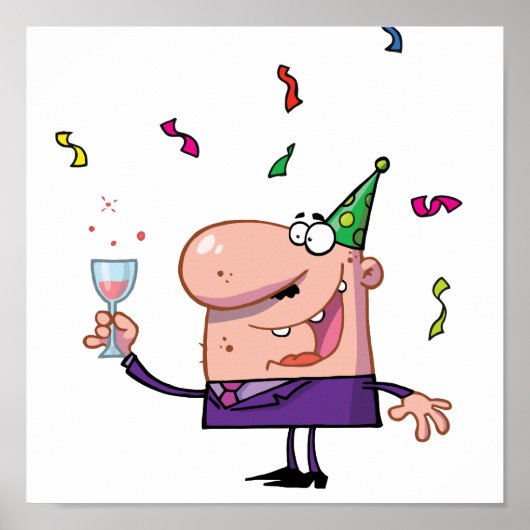 Poster Drôle Party Animal Cartoon Man (Devant)