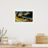 Poster Drôle pêche vintage exagérée (Cuisine)