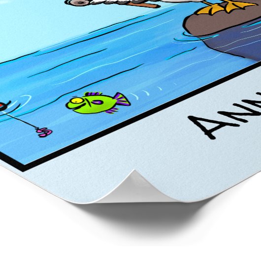 Poster Drôle pélican de pêche (Coin)