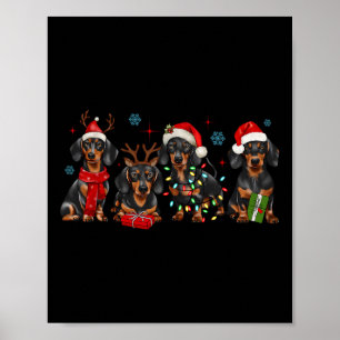 Poster Drôle Père Noël Dachshund Noël Dachshund Chien Amo