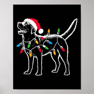 Poster Drôle Père Noël Labrador Retriever Les lumières de
