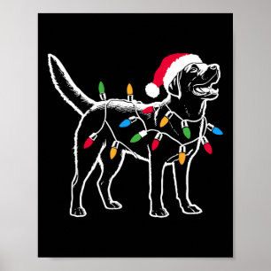 Poster Drôle Père Noël Labrador Retriever Les lumières de