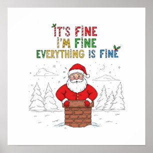 Poster Drôle Père Noël "Tout va bien"