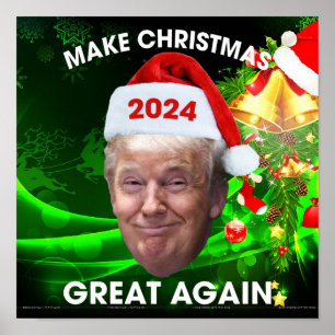 Poster Drôle Père Noël Trump 2024 Rendre Noël super