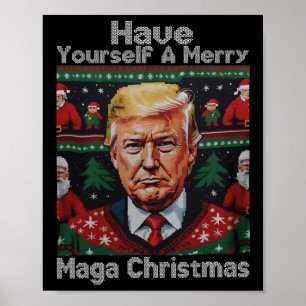 Poster Drôle Père Noël Trump S'Est Joyeux Noël