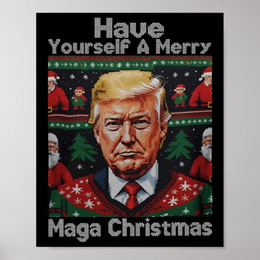 Poster Drôle Père Noël Trump S'Est Joyeux Noël (Devant)