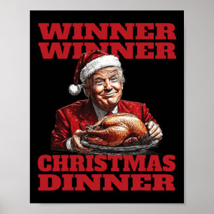 Poster Drôle Père Noël Trump vainqueur du dîner de Noël X