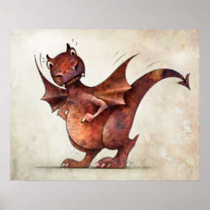 Poster Drôle Petit Dragon Magique