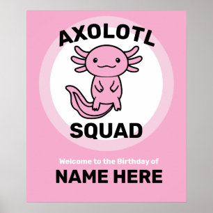 Poster Drôle petite équipe de Axolotl personnalisable ros