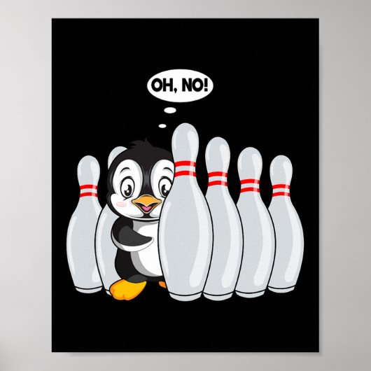 Poster Drôle Pin De Bowling Cute Penguin Pour Bowling Lov (Devant)