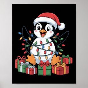 Poster Drôle Pingouin Santa Hat Animaux Amateurs Laid Chr