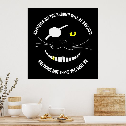 Poster Drôle Pirate Chat Souriant Avec Un Patch Oeil (Cuisine)