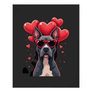 Poster Drôle Pitbull Cœur Saint-Valentin Fête des Pères F
