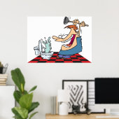 Poster Drôle Plomber Débloquant Une Toilette (Bureau à domicile)