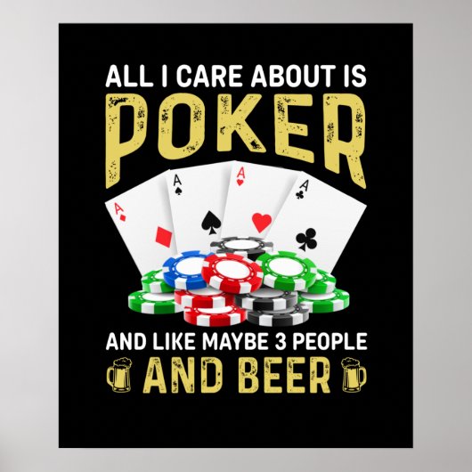 Poster Drôle poker gens bière mot art (Devant)