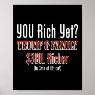 Poster Drôle Politique Corrompu Trump S'enrichit Au Burea
