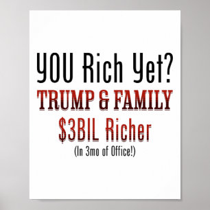 Poster Drôle Politique Corrompu Trump S'enrichit Au Burea