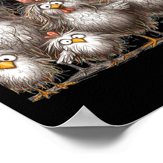Poster Drôle Poulet Art Eagerlys Coloré (Coin)