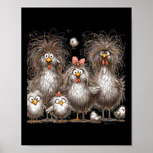 Poster Drôle Poulet Art Eagerlys Coloré (Devant)