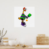 Poster Drôle Poulet En Caoutchouc Jouer Pickleball (Cuisine)