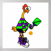 Poster Drôle Poulet En Caoutchouc Jouer Pickleball (Devant)