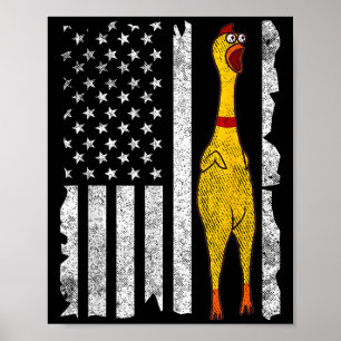 Poster Drôle Poulet en Caoutchouc Vintage Américain Drape