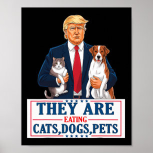 Poster Drôle qu'ils mangent les chiens les chats les anim