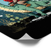 Poster Drôle Raccoon de Noël équitation Dinosaur Trex Ani (Coin)