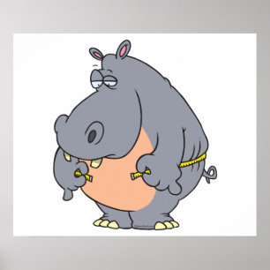 Poster drôle régime hippo mesure ligne de taille