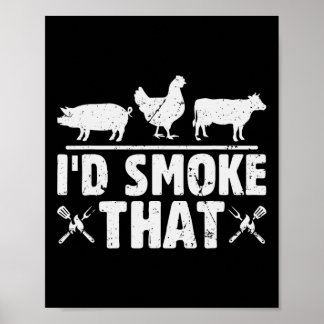 Poster Drôle Retro Bbq Fumeur Chef Fumeur Papa Je Fumerai